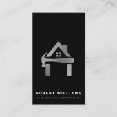 Custom Construction Black Silver Home Building Lux Visitenkarte (Vorderseite)