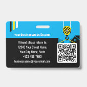 Custom Construction ID Work QR Code Blue Black Ausweis (Rückseite)