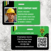 Custom Construction ID Work QR Code Green Black Ausweis
