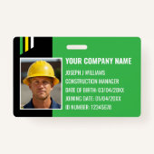 Custom Construction ID Work QR Code Green Black Ausweis (Vorderseite)