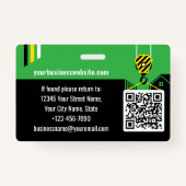 Custom Construction ID Work QR Code Green Black Ausweis (Rückseite)