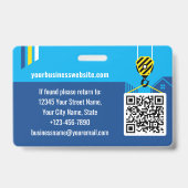 Custom Construction ID Work QR Code Navy Blue Ausweis (Rückseite)