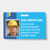 Custom Construction ID Work QR Code Navy Blue Ausweis (Vorderseite)