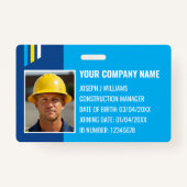 Custom Construction ID Work QR Code Navy Blue Ausweis (Vorderseite)