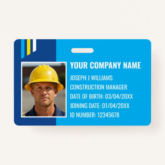 Custom Construction ID Work QR Code Navy Blue Ausweis (Vorderseite)