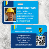 Custom Construction ID Work QR Code Navy Blue Ausweis