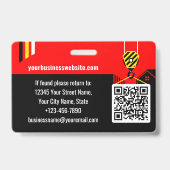 Custom Construction ID Work QR Code Red Black Ausweis (Rückseite)