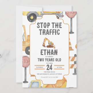 Custom Construction Truck Birthday Invitation Kids Einladung