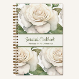 Custom Cookbook White Roses Rezeptur Notebook Notizblock