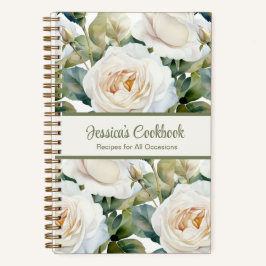 Custom Cookbook White Roses Rezeptur Notebook Notizblock