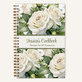 Custom Cookbook White Roses Rezeptur Notebook Notizblock