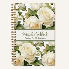 Custom Cookbook White Roses Rezeptur Notebook Notizblock