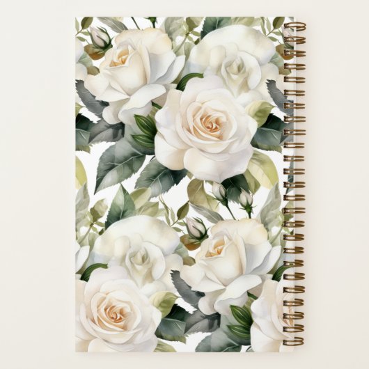 Custom Cookbook White Roses Rezeptur Notebook Notizblock (Rückseite)