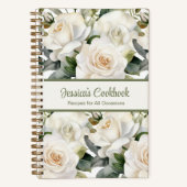 Custom Cookbook White Roses Rezeptur Notebook Notizblock (Vorderseite)