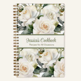 Custom Cookbook White Roses Rezeptur Notebook Notizblock