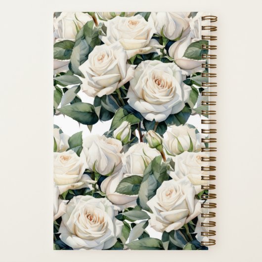 Custom Cookbook White Roses Rezeptur Notebook Notizblock (Rückseite)