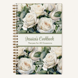 Custom Cookbook White Roses Rezeptur Notebook Notizblock