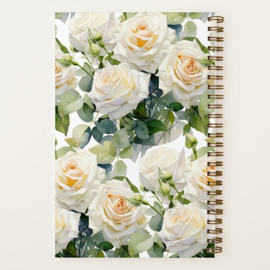Custom Cookbook White Roses Rezeptur Notebook Notizblock (Rückseite)