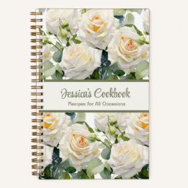Custom Cookbook White Roses Rezeptur Notebook Notizblock