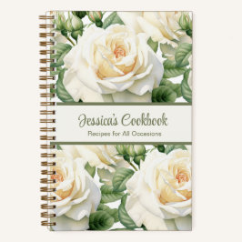 Custom Cookbook White Roses Rezeptur Notebook Notizblock
