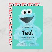 Custom COOKIE MONSTER Sesame Street Birthday Einladung (Vorne/Hinten)