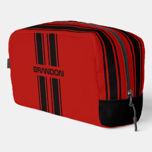 Custom Cool Black and Red Auto Race Sport Strip Waschbeutel