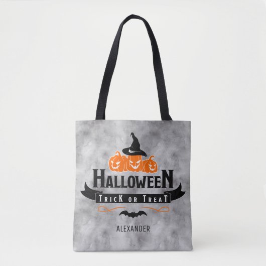 Custom Cool Black Halloween Trick oder Treat Pumpk Tasche (Vorderseite)