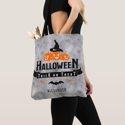 Custom Cool Black Halloween Trick oder Treat Pumpk Tasche (Von Nahem)