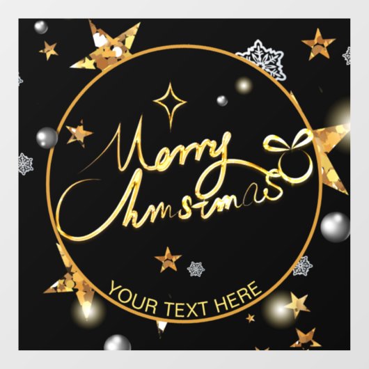 Custom Cool Black Metallic Stars Merry Xmas Fensteraufkleber (Blatt)