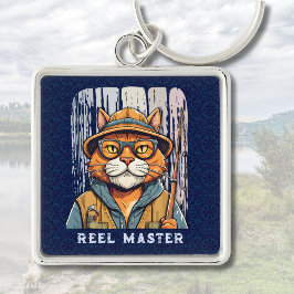 Custom Cool Cat Retirement Geschenke für Fisherman Schlüsselanhänger