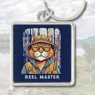 Custom Cool Cat Retirement Geschenke für Fisherman Schlüsselanhänger