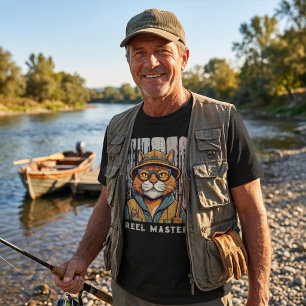 Custom Cool Cat Retirement Geschenke für Fisherman T-Shirt