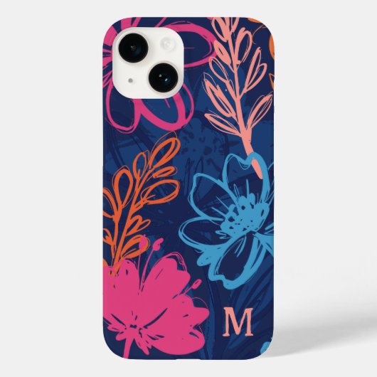 Custom Cool Floral Boho farbenfrohe Monogram Tropi Case-Mate iPhone Hülle (Rückseite)