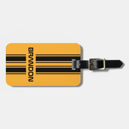 Custom Cool Gelb Schwarz Auto Race Sport Strip Gepäckanhänger (Vorderseite horizontal)