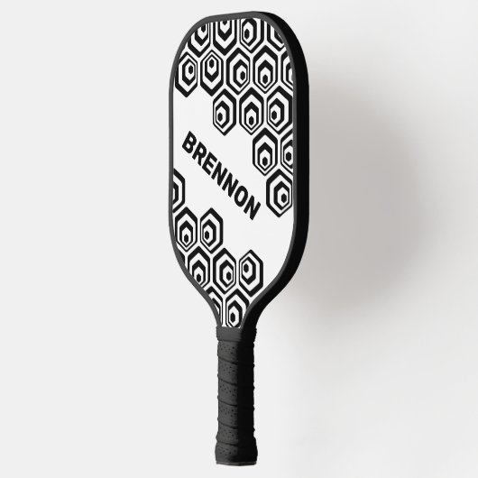 Custom Cool Hexagon Polygon Art Muster Pickleball Schläger (Links)