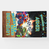 Custom Cool Monster Truck Boys Birthday Banner (Horizontal)