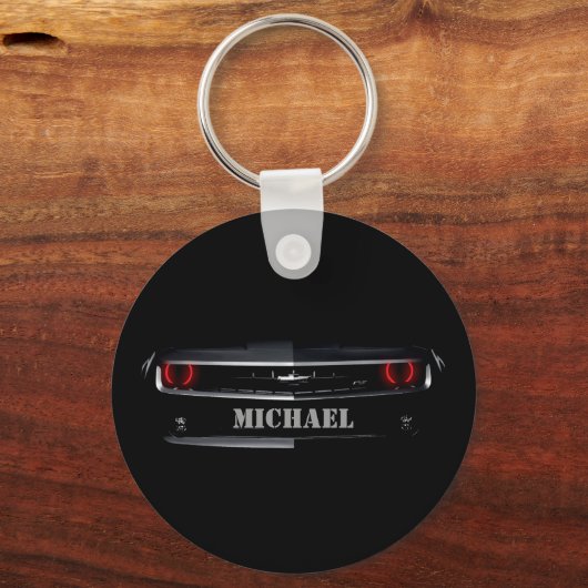 Custom Cool schwarz Chevy Camaro Ihr Name Schlüsselanhänger (Rückseite)