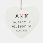 Custom Coordinates Fist Date Valentine's Day Gift Keramik Ornament (Hinten)