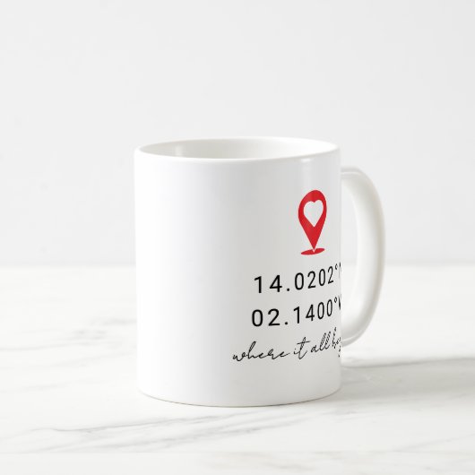Custom Coordinates Location Valentine's Day Gift Kaffeetasse (VorderseiteRechts)