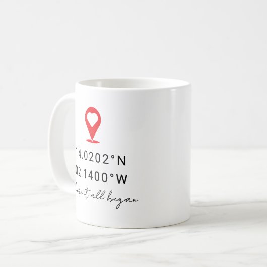 Custom Coordinates Location Valentine's Day Gift Kaffeetasse (Vorderseite Links)