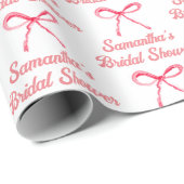 Custom Coquette Blush Pink Bow Girl Brautparty Geschenkpapier (Rolleneckpunkt)