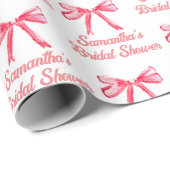 Custom Coquette Blush Pink Bow Girl Brautparty Geschenkpapier (Rolleneckpunkt)