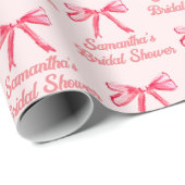 Custom Coquette Blush Pink Bow Girl Brautparty Geschenkpapier (Rolleneckpunkt)
