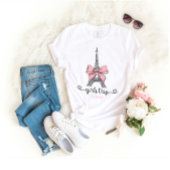 Custom Coquette Girls Trip Pink Bow Eiffelturm T-Shirt