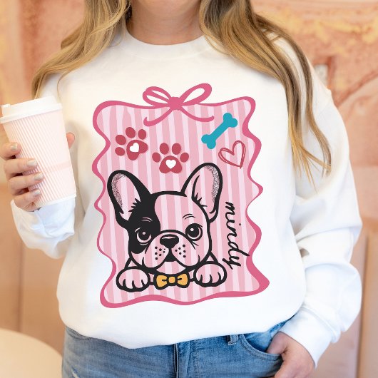 Custom Coquette Hand Drawn French Bulldog Mom Sweatshirt