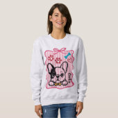 Custom Coquette Hand Drawn French Bulldog Mom Sweatshirt (Vorne ganz)