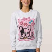 Custom Coquette Hand Drawn French Bulldog Mom Sweatshirt (Vorderseite)