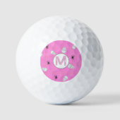 Custom Coquette Pink Kariert Halloween Skulls Golfball (Vorderseite)