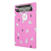 Custom Coquette Pink Kariert Halloween Skulls Mini Klemmbrett (Gewinkelt2)