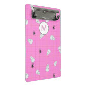 Custom Coquette Pink Kariert Halloween Skulls Mini Klemmbrett (Schrägansicht)